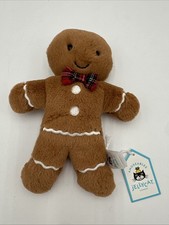Jellycat ORIGINAL JOLLY GINGERBREAD FRED Soft Plush Toy NWT Santa Xmas Winter