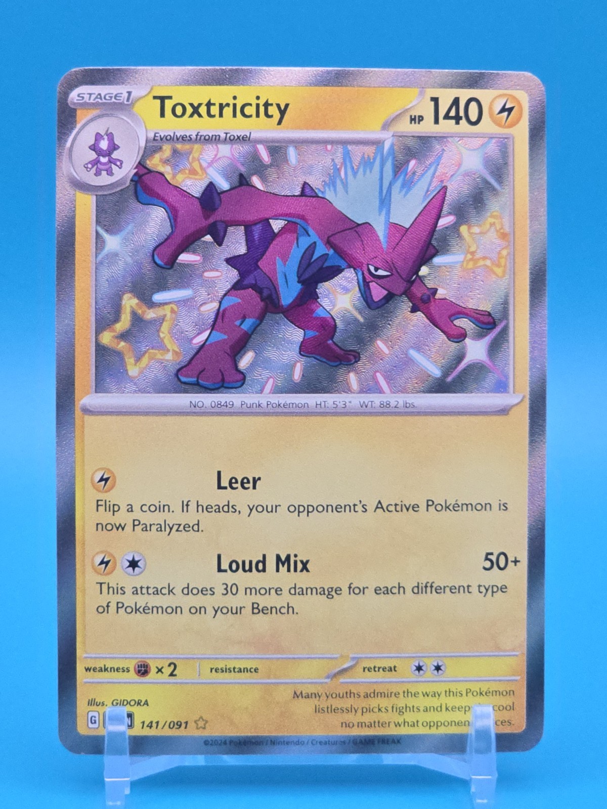 2024 Toxtricity #141/091 SV: Paldean Fates Full Art Holo Shiny Rare NM/MINT