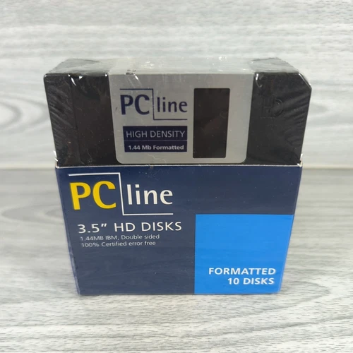 PC LINE 3.5" HD Disks x10 High Density 1.44MB IBM Double Sided 100% Error Free