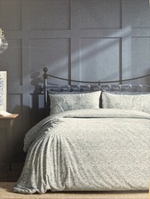 New William Morris Co Strawberry Thief Tonal Soft Mineral Aqua King Duvet Set