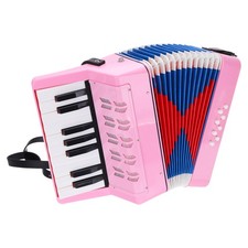 Accordion, 17 Keys 8 Bass Button Accordion Toy Mini Musical Instrument Pink