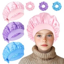 3 Pcs Kids Satin Bonnet 3 Pcs Hair Band Adjustable Silk Sleep Cap Girls Boys