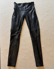 SPANX High-Waisted Firm Seamless Faux Leather Quilted Moto Leggings Black M