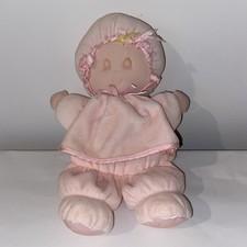 Vintage Eden Baby Doll Velour Pink Stuffed Plush Satin Trim Sleeping Eyes 11"