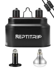 Dual Reptile Light Fixture 2 100W Full Spectrum Bulb Nighttime Ceramic Heat