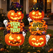 Halloween Decorations Outdoor Large Pumpkin Ghost Yard Signs with Stakes