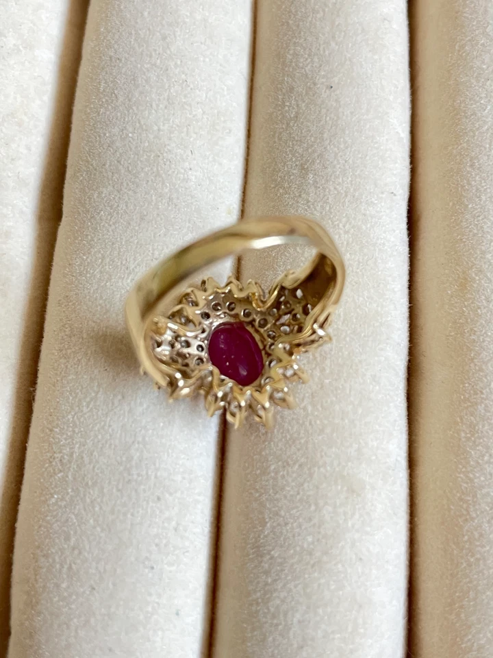 Effy 14K Yellow Gold Ruby & Diamond Flower Cluster Ring – 2.40 ctw – Size 7 - Image 3 of 4
