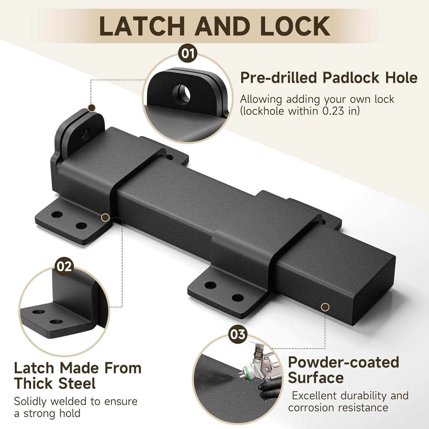 Slide Gate Latch,Heavy Duty Door Latch with Padlock Hole, Adjustable Latch Lock,