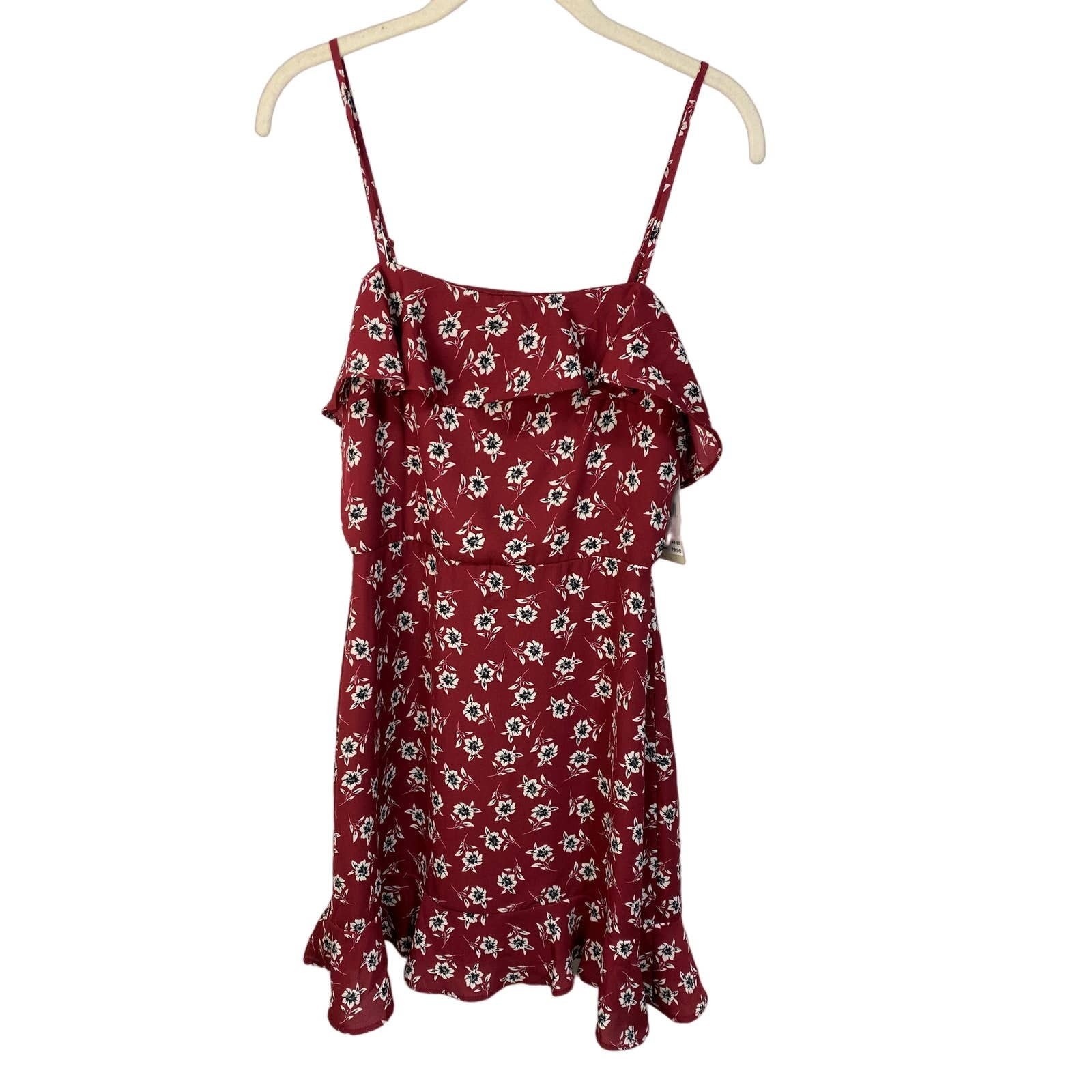 Mini Abito Floreale Rosso Scuro NUOVO FILA A Nuovo Con Etichetta Taglia M