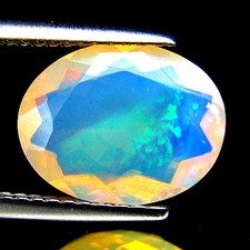 2.48Ct GORGEOUS ! RAINBOW MULTI FLASHY NEON BLUE GREEN FACET WELO OPAL