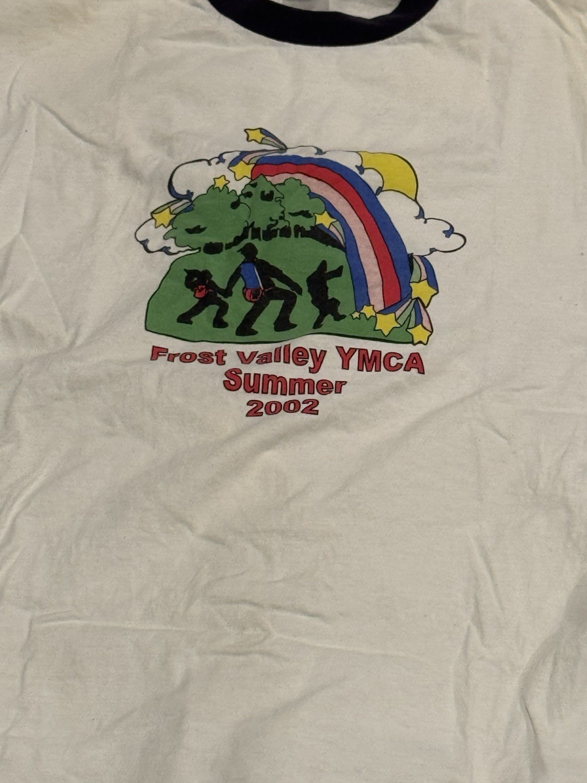 Vintage Frost Valley YMCA Camp Ringer Tee Large Retro Camping Shirt