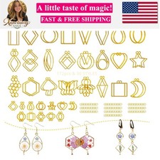 172PCS Open Bezels for Resin, Gold Hollow Frame Pendants Bezels