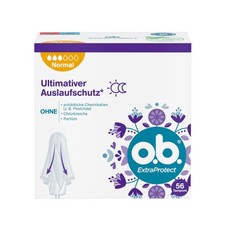 o.b. ExtraProtect Normal Pack of 56, Tampons for Medium/Stronger Days, Dynami...