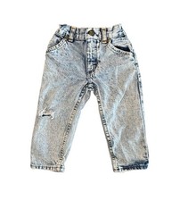 Vintage OshKosh B  Gosh Toddler Denim Acid Wash Stretch Waist Pull-Up 2T Jeans