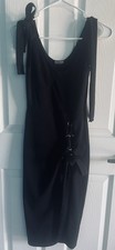 Fashion Nova Black Womens Cocktail Dress Front Slit Black. Size Small NWT
