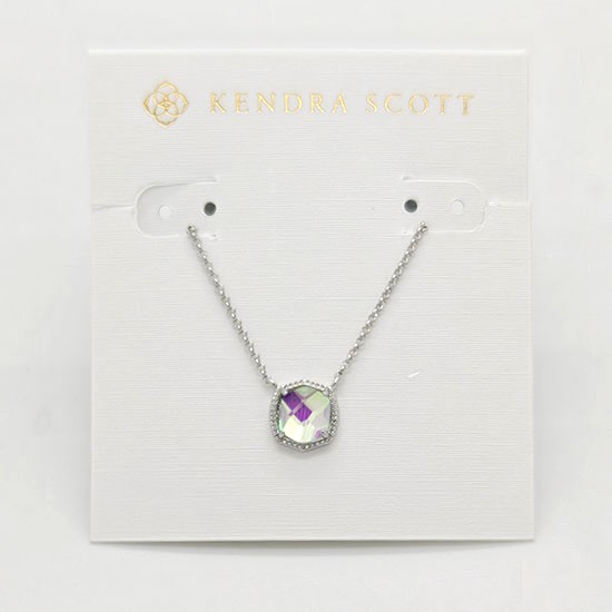 New Kendra Scott Davis Silver Pendant Necklace ​in Dichroic Glass