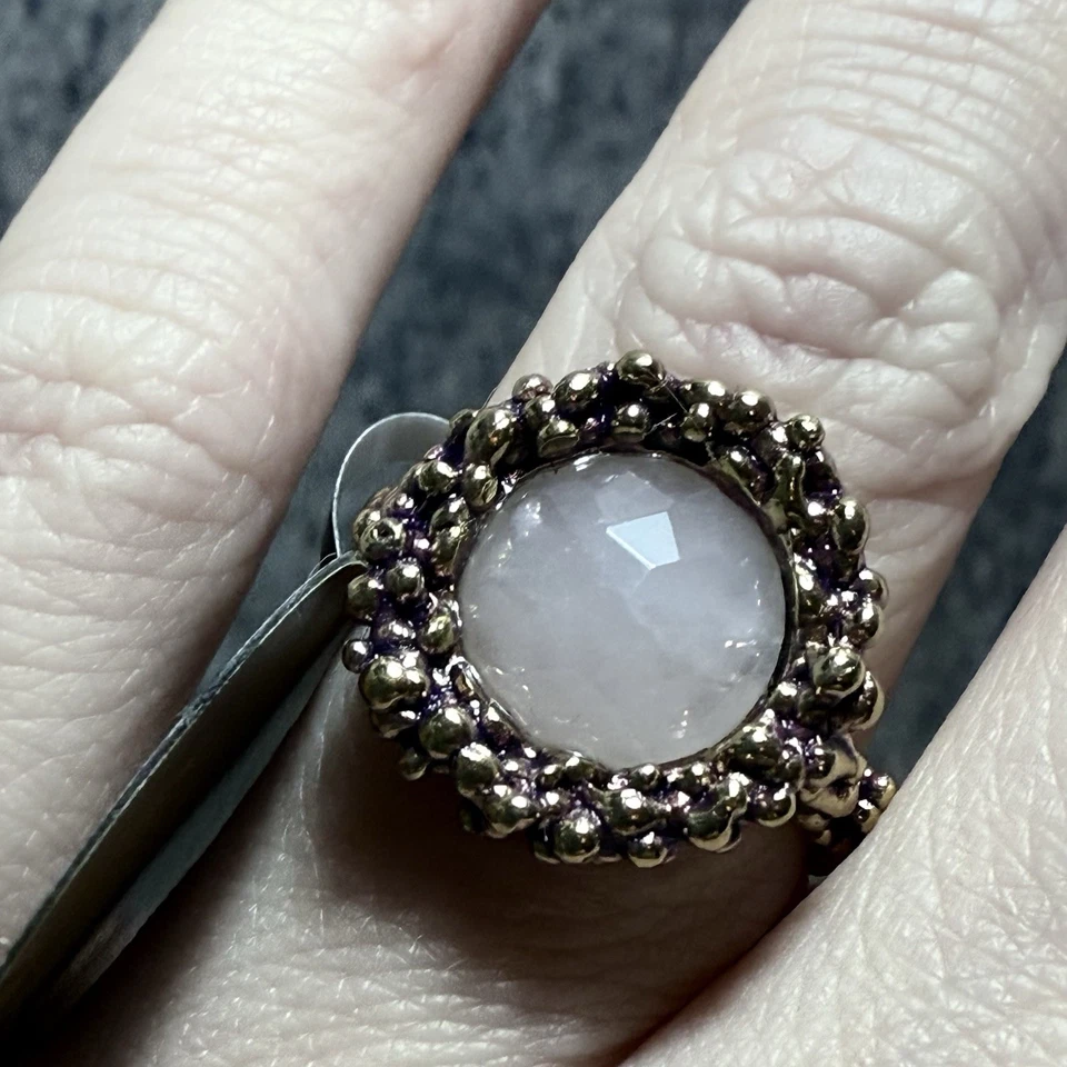 Anillo Molécula DANIELA DE MARCHI Talla M En Latón Divino y Cuarzo Rosa Nuevo con Etiquetas Italiano Foto 4 de 4