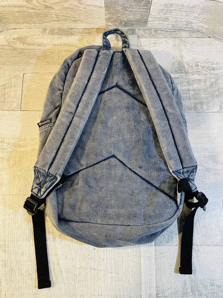 Disney Loungefly Ariel Little Mermaid Flounder Blue Denim Backpack With Patches - Image 2 of 4