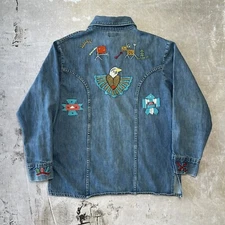 Vintage 70s Levis Orange Tab Denim Button Up Shirt Medium USA Chain-Stitched