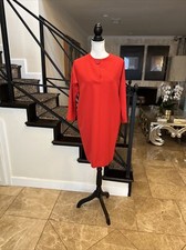 Genny By Gianni Versace 80s Red Minimalist Sculpted Sheath Dress Size S