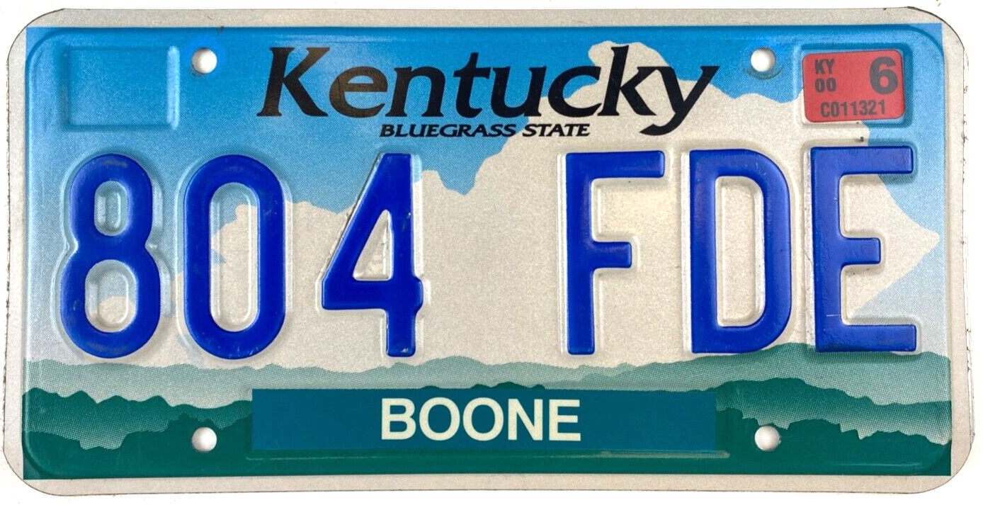 Kentucky 2000 Auto License Plate Boone Co Garage Vintage Man Cave