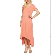 H by Halston Heather Soft Coral High-Low Maxi Dress - LP
