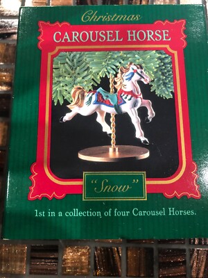 Hallmark Christmas Carousel Horse named ''Snow'' First 1st of 4pc Set Horses 1989