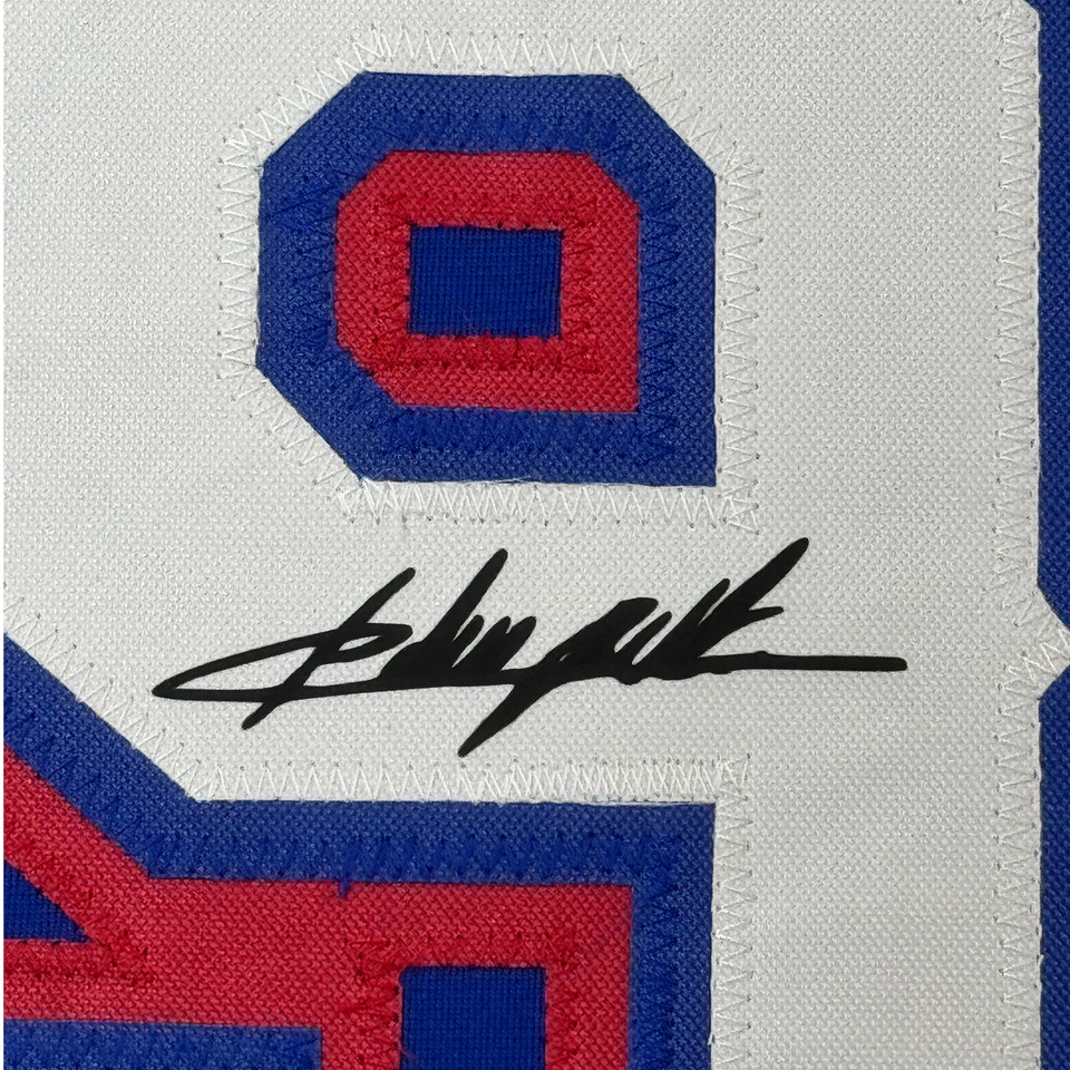 Camiseta deportiva autografiada facsímil enmarcada Adrian Beltre 33x42 azul reimpresión láser Foto 2 de 2