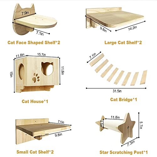 La La Pet Wall Mounted Cat Furniture Wooden Cat Shelves and Perches for Wall - Picture 8 of 8