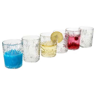 6x Starla Whisky-Tumbler 280ml Cocktailglas transparent Relief Wasser-Gläser
