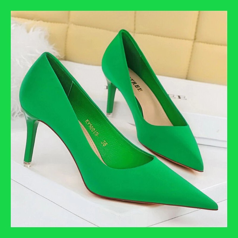 New Women 7.5cm Green High Heels Scarpins Pumps Lady  Size 38