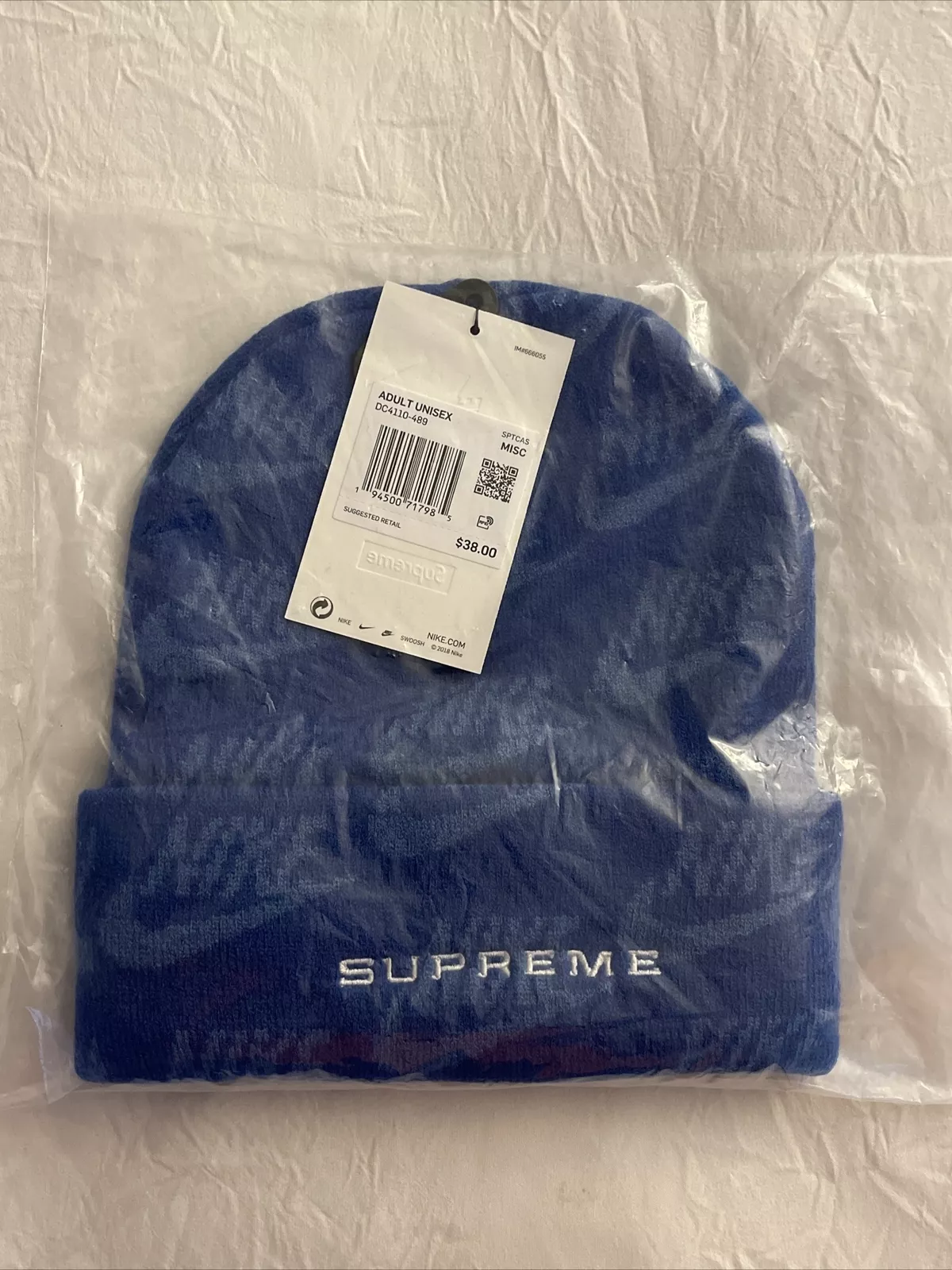 SUPREME x NIKE JACQUARD LOGOS BEANIE BLEU SS21 NEUF AVEC ÉTIQUETTES 