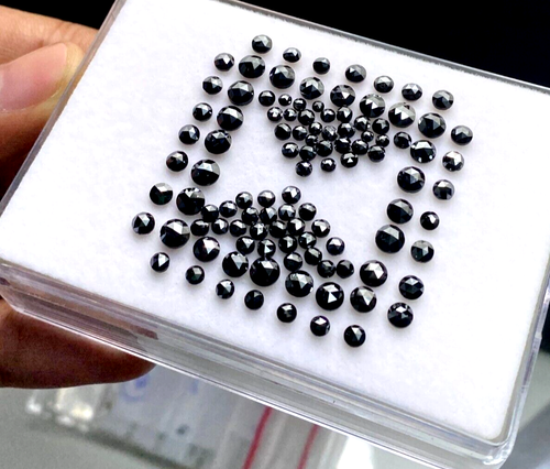 Schwarze Farbe Runde Rosenschnitt Diamant Natürlicher Diamant Lot 1 + TCW Schaufel 4,0-4,5 mm - Bild 4 von 16