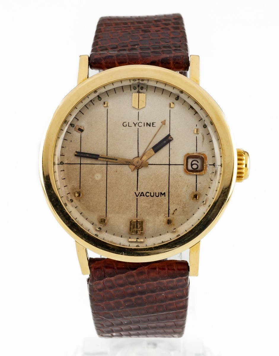 Glycine 18k Yellow Gold Men's Vintage Vacuum Automatic Watch 2472