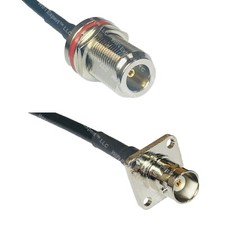 RFC195 N FEMALE BULKHEAD to BNC Flange Female Coax RF Cable USA-Ship Lot