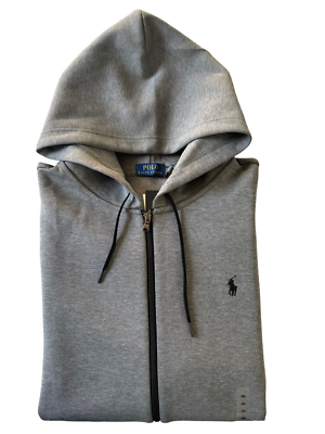 New Men's Polo Ralph Lauren Grey Cotton Knit Full Zip Hoodie