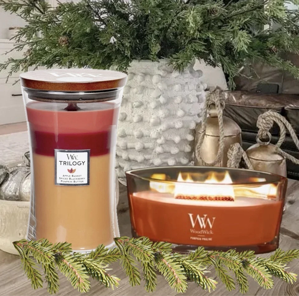 Velas Woodwick-Trilogía de canasta de manzana grande-Choraliné de calabaza elipse Foto 2 de 4