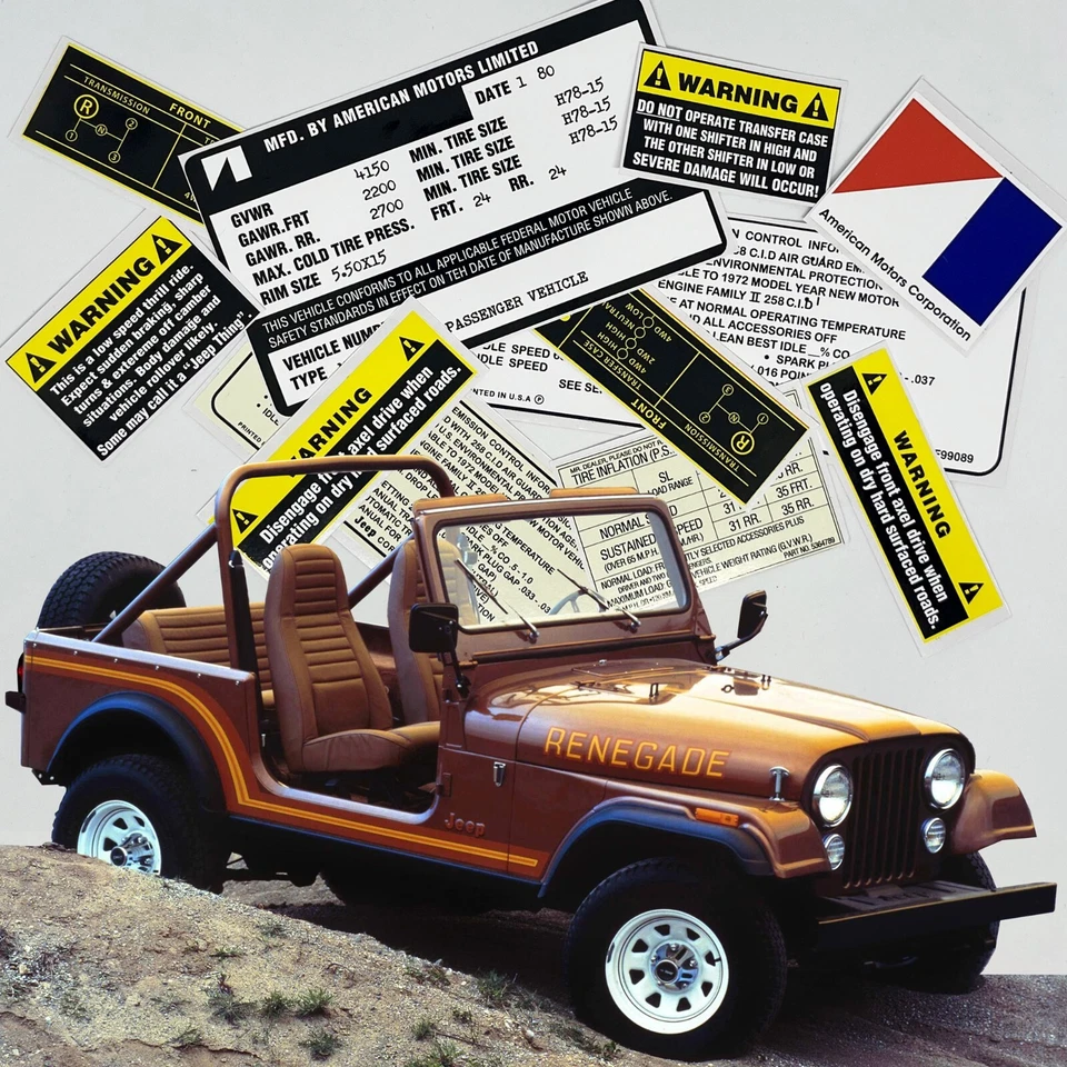 Wrangler Cj7 Cj8 Restoration Warning Caution Engine Bay Stickers Labels - Image 2 of 3