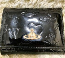 Vivienne Westwood Tri fold Wallet Black Enamel Orb Outlet used