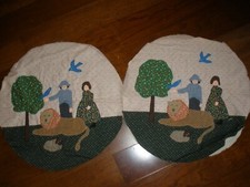 Quilt Block Embroidered Pieces Ready to be Completed 2 Lion  Lamb Scene SU133 