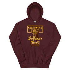 Southwest Bobcats Graphic Maroon SecondRoundCo Unisex Hoodie