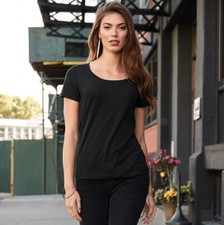 Scoop Neck TShirt Tee Plain Short Sleeve Ladies Anvil Women's Featherweight 391
