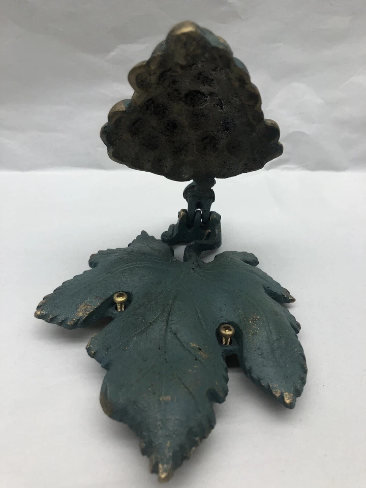 Brass Door Knocker Green Leaf With Gold Grapes 6”H X 5”W Solid  - Image 3 of 4