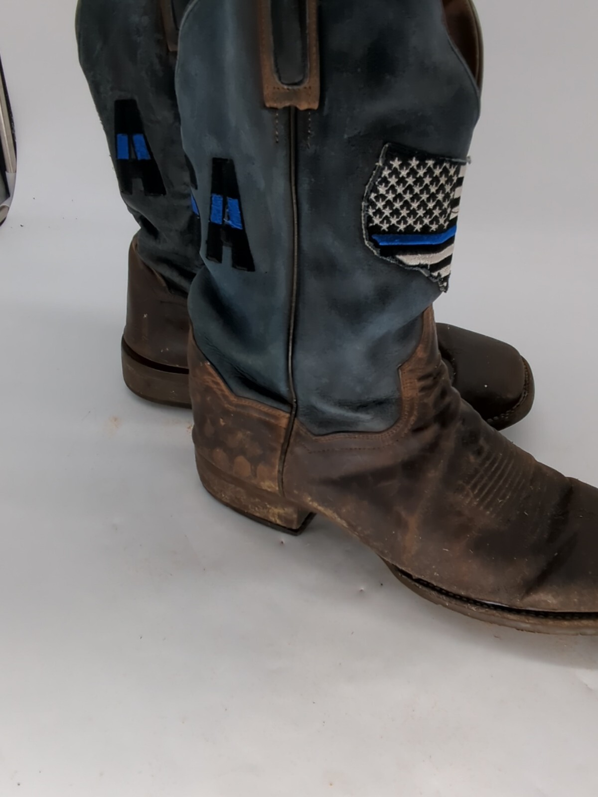 Dan Post Thin Blue Line Flag Patch USA Cowboy Boo… - image 7