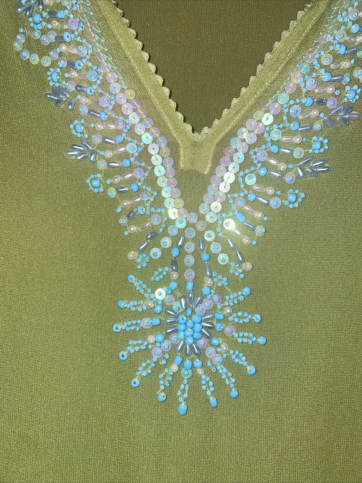 ITSU Silk Chiffon Tunic Women’s 10 Beaded Collar … - image 4