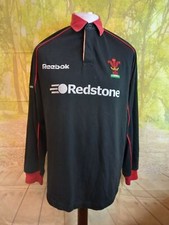 Wales Rugby 2000 Shirt L Reebok long sleeve black away Shirt UK men's size Large