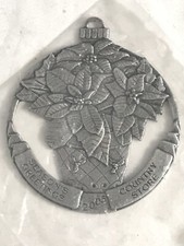 2005 Country Store Christmas ornament Pewter Poinsettia flowers metal NEW