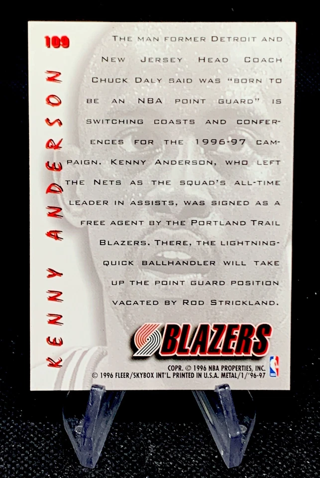 1996-97 Fleer Metal Kenny Anderson #109 Portland Trail Blazers - Image 2 of 2