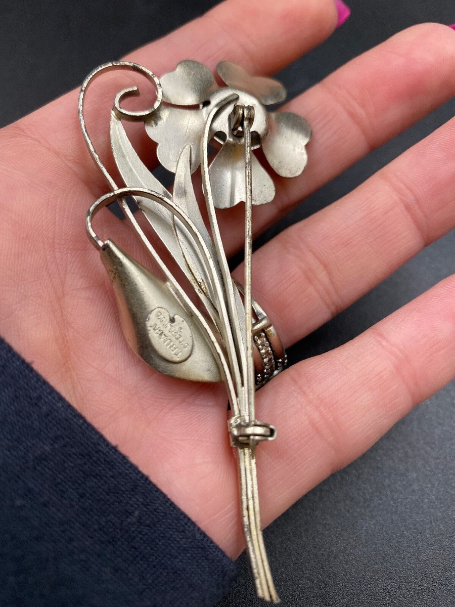 VINTAGE Signed TRUART STERLING SILVER FLOWER BROOCH/PIN | eBay