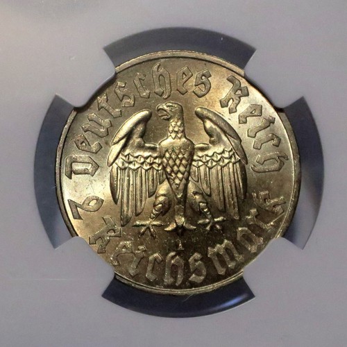 Germany 1933 A 2 Reichsmark, Martin Luther, KM#79 NGC MS63 - Picture 2 of 4